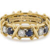 Tiffany & Co. Schlumberger Sixteen Stone Ring with Diamonds and Sapphires showing Tiffany stamp