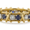 Tiffany & Co. Schlumberger Sixteen Stone Ring with Diamonds and Sapphires front facing