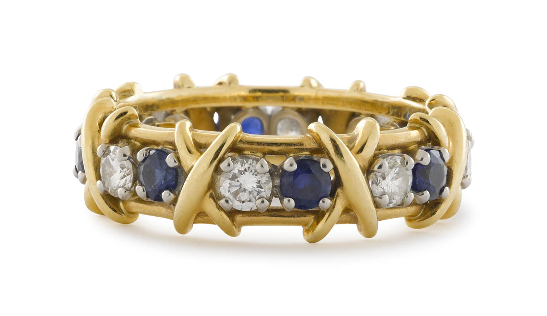 Tiffany Co. Schlumberger Sixteen Stone Ring with Diamonds and Sapphires