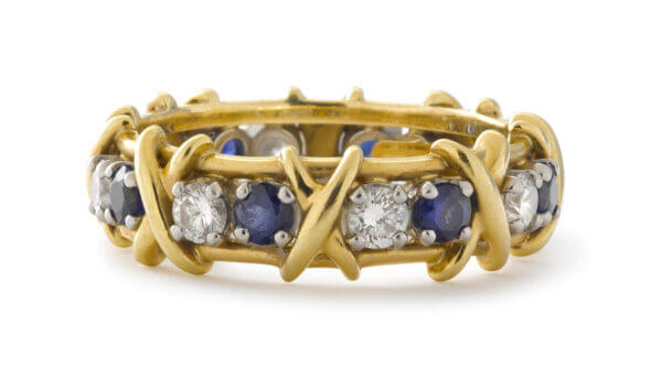 Tiffany & Co. Schlumberger Sixteen Stone Ring with Diamonds and Sapphires side