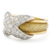 Tiffany & Co. by Schlumberger 18 Karat Yellow Gold with Diamond Set Platinum 'X" Ring front view