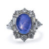 Mid Century Platinum, Sapphire and Diamond Ring front