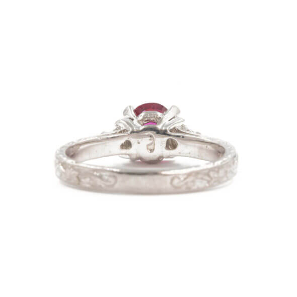 Platinum 1.25 Carat Oval Pink Sapphire | Diamond Ring Back View