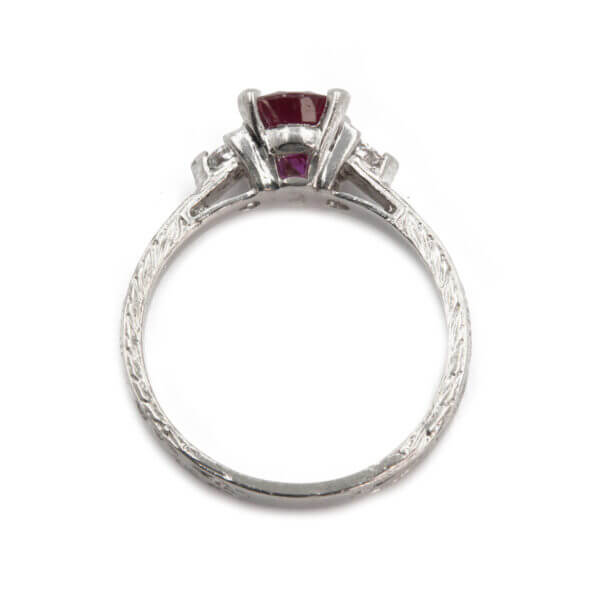 Platinum 1.25 Carat Oval Pink Sapphire | Diamond Ring Top View