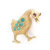 14 Karat Yellow Gold Turquoise | Ruby Duck Brooch side view