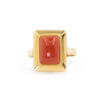 18 Karat Yellow Gold Rectangle Coral Ring front view