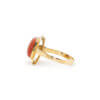 18 Karat Yellow Gold Rectangle Coral Ring left side