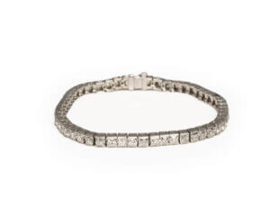 Platinum 8 carat Antique Cushion Cut Diamond Bracelet