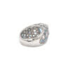 18 Karat White Gold Cushion Cut Aquamarine and Round Diamond Ring back view