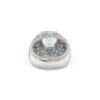 18 Karat White Gold Cushion Cut Aquamarine and Round Diamond Ring back view