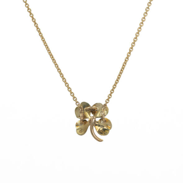 14 Karat Yellow Gold, Pearl | Enamel Four Leaf Clover Necklace