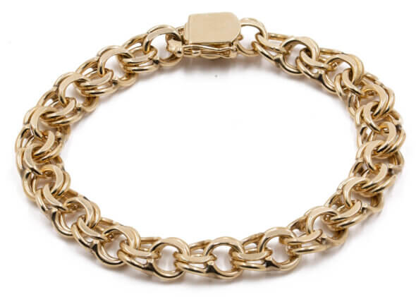 14 Karat Yellow Gold 7 inch Double Link Bracelet