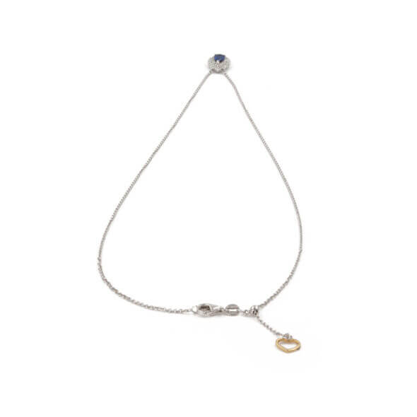 18 Karat White Gold Pear Shape Sapphire | Diamond Necklace