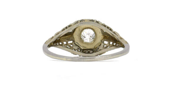 Vintage 14 Karat White Gold, .20 Carat Diamond Filigree Ring