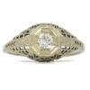 Vintage 14 Karat White Gold, .20 Carat Diamond Filigree Ring