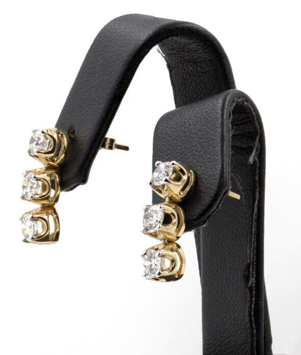 14 Karat Yellow Gold Diamond Earrings