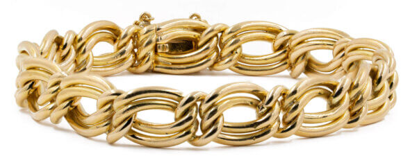 18 Karat Yellow Gold Heavy Double Link solid Bracelet