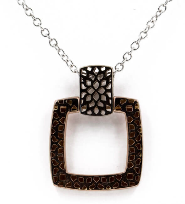 14 Karat Rose | White Gold Square Necklace