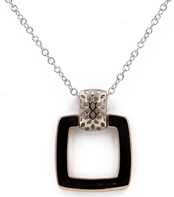 14 Karat Rose | White Gold Square Necklace