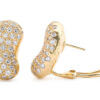 18 Karat Yellow Gold Diamond Bean Earrings by Tiffany & Co. | Elsa Peretti front and side