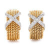 18 Karat Yellow Gold and Platinum Diamond "X" Earrings by Tiffany & Co. Schlumberger front view