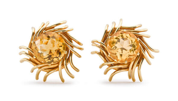 18 Karat Yellow Gold large Citrine Earrings by Schlumberger for Tiffany & Co.