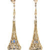 Antique Platinum Topped 18 Karat Yellow Gold Sapphire and Diamond Earrings back view