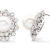 Platinum, Pearl, and Diamond Cluster Earrings