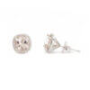 14 Karat White Gold Morganite and Diamond Halo Earrings front and side view