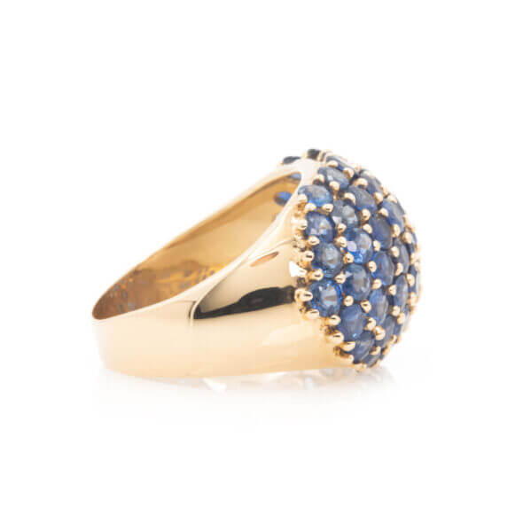 14 Karat Yellow Gold Sapphire Cluster Dome Ring