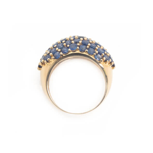 14 Karat Yellow Gold Sapphire Cluster Dome Ring