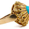 14 Karat Yellow Gold Round Turquoise Dome Ring side view