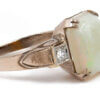 10 karat white gold Victorian Opal Ring with 2 diamond accents on either side