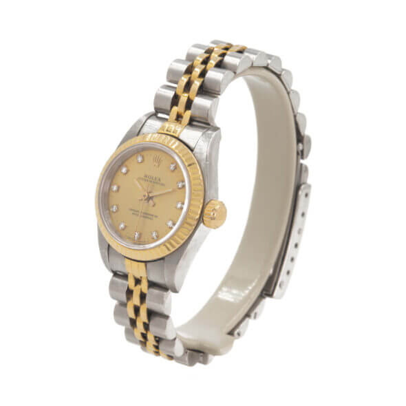 Small Ladies Two Tone Rolex Oyster Perpetual with Jubliee Bracelet and Diamond Hour Markers - Model 6719