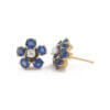 14 Karat Yellow Gold Round Sapphire | Diamond Earrings