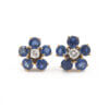 14 Karat Yellow Gold Round Sapphire | Diamond Earrings