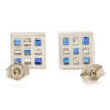 18 Karat White Gold Sapphire & Diamond Square Earrings