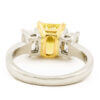 1.87 Carat Fancy Intense Yellow Diamond Ring with 2 Radiant Cut Accent Diamonds in Platinum | 18 Karat Yellow Gold back view