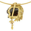 14 Karat Gold Carved Opal Indian Pendant In Host Rock