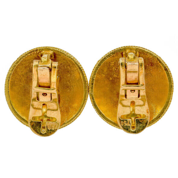 Ilias Lalaounis Sodalite Disc Earrings In 18 Karat Yellow Gold back view