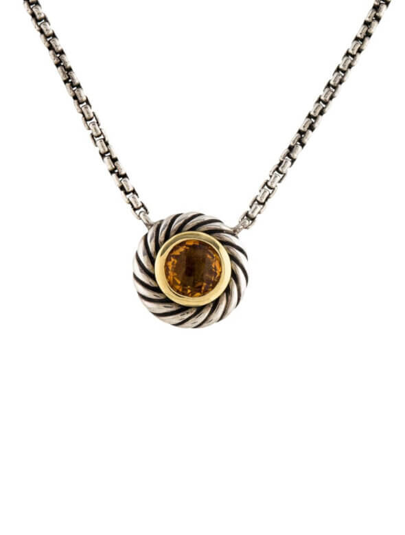 David Yurman Sterling Silver | 14 Karat Yellow Gold Citrine Cookie Necklace front