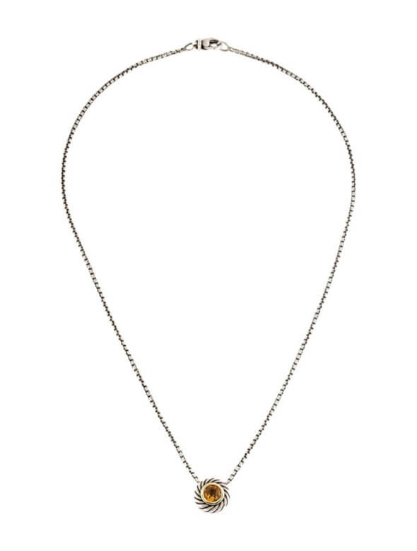 David Yurman Sterling Silver | 14 Karat Yellow Gold Citrine Cookie Necklace full shot