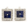 18 Karat White Gold 8 Sapphire | 48 Diamond Square Earrings