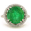 14 Karat White Gold 9.58 Carat Cabochon Cut Emerald | Diamond Ring