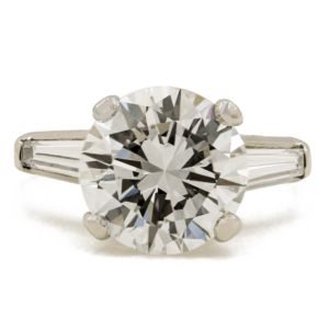 Platinum 4.45 Carat Round Brilliant Cut Diamond Ring with GIA Report