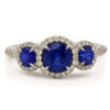 18 Karat White Gold 3 Sapphire Halo Ring