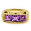 10 Karat Yellow Gold 3 Square Amethyst Antique Ring