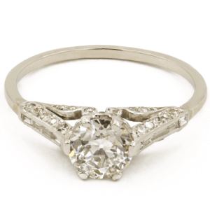Platinum 0.99 Carat Art Deco Diamond Ring with GIA Report