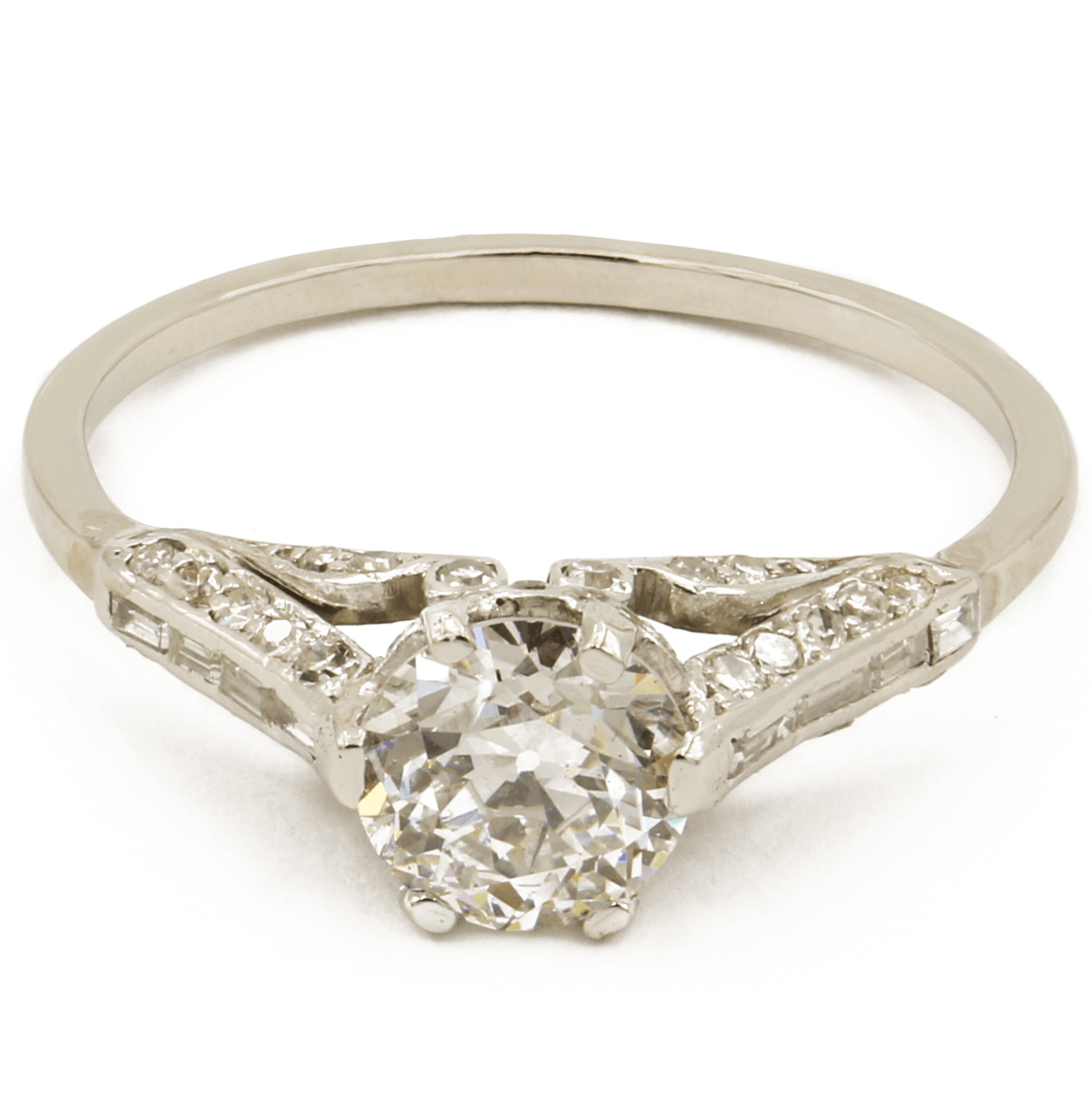 Platinum 0.99 Carat Art Deco Diamond Ring with GIA Report
