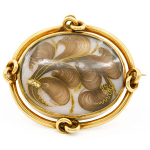 14 Karat Yellow Gold Victorian Hair Brooch, Dated 1856